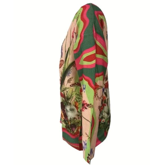 5XL Lightweight Crew Neck Sweater, Funky Alice In Wonderland Vibes, Fits like 4X - Picture 4 of 5